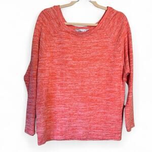 Prana Orange Knit 3/4 Sleeve Sweater Womens M Casual Oversized Scoop Neck